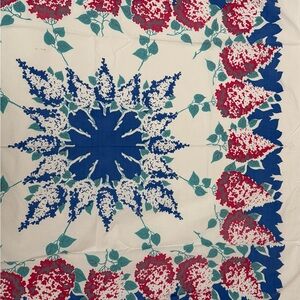 Vintage cotton tablecloth cottage MCM